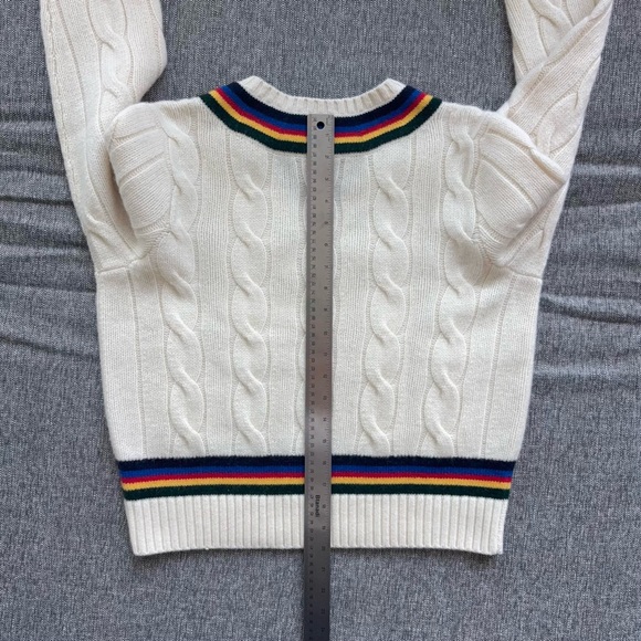 Polo Ralph Lauren Wool Cashmere Cricket Sweater Size L Tennis Chunky Cable Knit - Picture 11 of 11